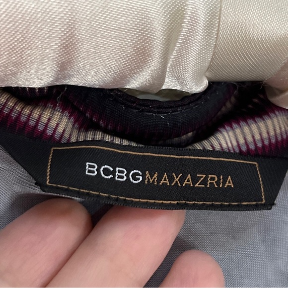 BCBGMaxAzria Black & Pink Blouse Rose Wrap Top Short Sleeve Surplice V-Neck Sz S - Picture 8 of 12